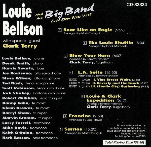 Louie Bellson Big Band With Special Guest Clark Terry - Live From New York (CD, Album) (Very Good Plus (VG+)) - Image 4