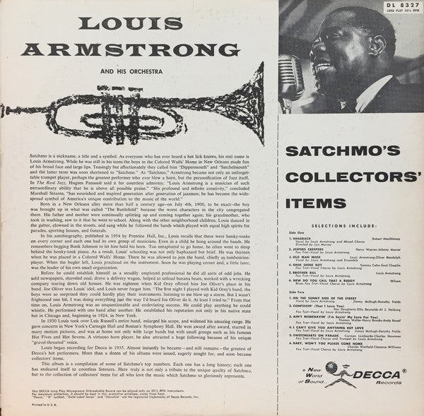 Louis Armstrong And His Orchestra - Satchmo's Collector's Items (LP, Comp) (Good (G)) - Image 2