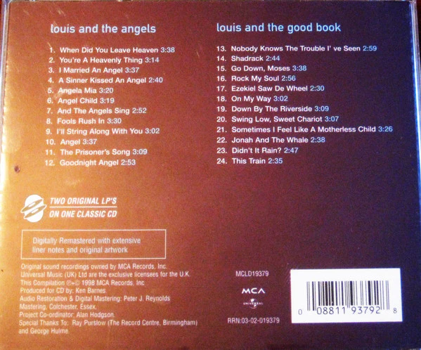 Louis Armstrong - Louis And The Angels / Louis And The Good Book (CD, Comp, RE, RM) (Near Mint (NM or M-)) - Image 2