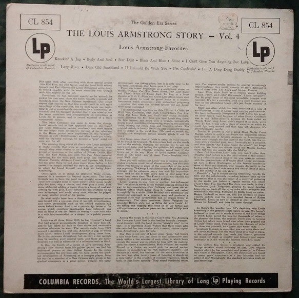 Louis Armstrong - Louis Armstrong Favorites Volume 4 (LP, Comp, Mono) (Very Good Plus (VG+)) - Image 2