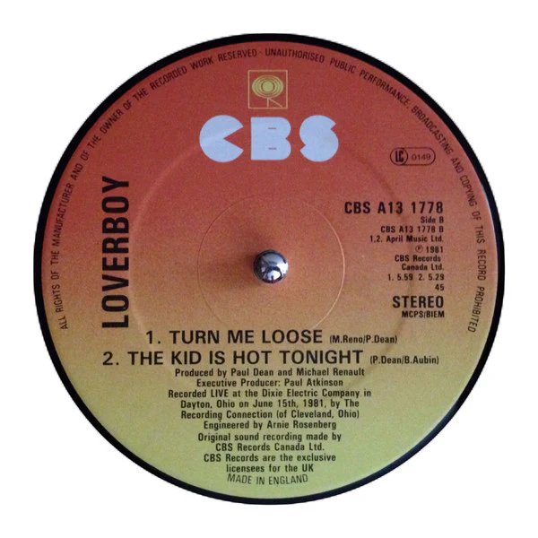 Loverboy - Working For The Weekend b/w Turn Me Loose/The Kid Is Hot Tonite LIVE (12", Maxi) (Near Mint (NM or M-)) - Image 4