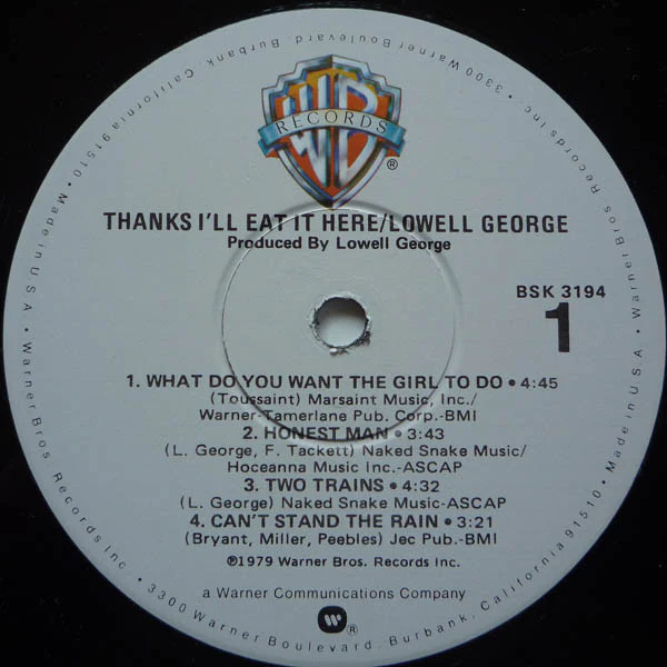 Lowell George - Thanks I'll Eat It Here (LP, Album, Los) (Very Good Plus (VG+)) - Image 3