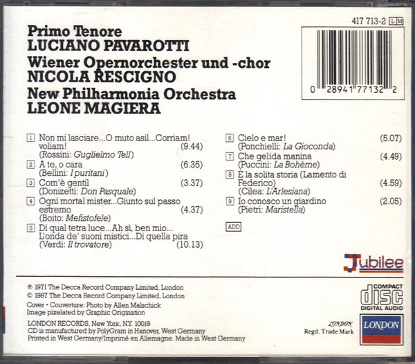 Luciano Pavarotti - Primo Tenore (CD, Comp, RM) (Near Mint (NM or M-)) - Image 2