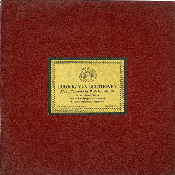 Ludwig van Beethoven - Arthur Balsam, Winterthur Symphony Orchestra, Clemens Dahinden - Piano Concerto In D Major, Op. 61 (LP, Mono, Ltd, Num, Red) (Good (G))