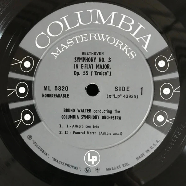 Ludwig van Beethoven, Bruno Walter, Columbia Symphony Orchestra - Symphony No. 3 In E Flat Major, Op. 55 ("Eroica") (LP, Mono) (Very Good Plus (VG+)) - Image 3