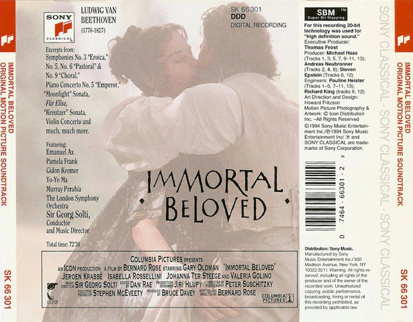 Ludwig Van Beethoven / Georg Solti, Emanuel Ax, Pamela Frank, Gidon Kremer, Yo-Yo Ma, Murray Perahia, The London Symphony Orchestra - Immortal Beloved (CD) (Near Mint (NM or M-)) - Image 2