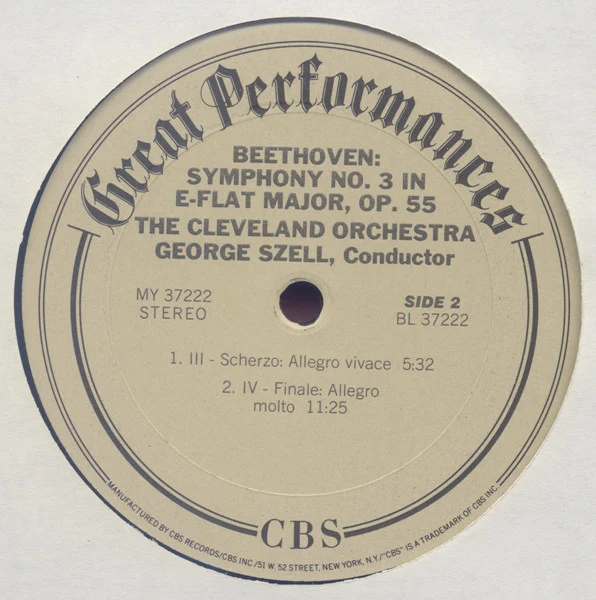 Ludwig van Beethoven - George Szell, The Cleveland Orchestra - Eroica Symphony No. 3 (LP, RE) (Very Good Plus (VG+)) - Image 4