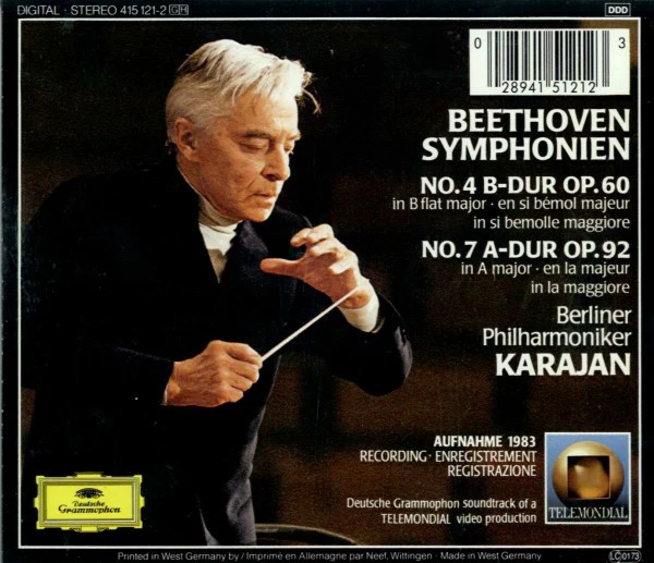 Ludwig Van Beethoven - Herbert Von Karajan, Berliner Philharmoniker - Symphonien 4 & 7 (CD, Album, RE) (Near Mint (NM or M-)) - Image 2