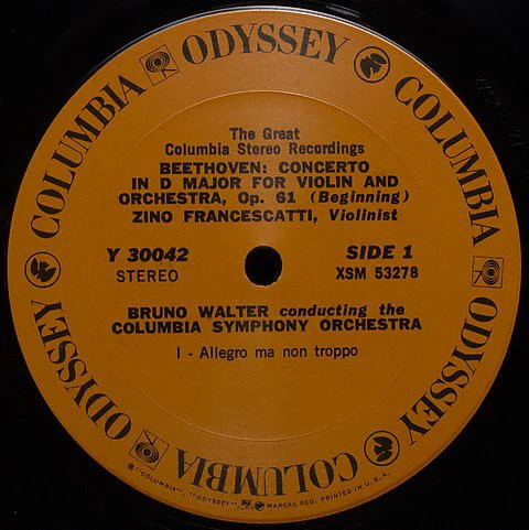 Ludwig van Beethoven – Zino Francescatti, Columbia Symphony Orchestra, Bruno Walter - Violin Concerto (LP, RE) (Very Good Plus (VG+)) - Image 3