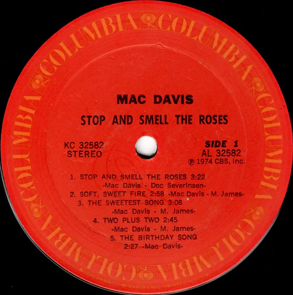Mac Davis - Stop And Smell The Roses (LP, Album, San) (Very Good Plus (VG+)) - Image 3