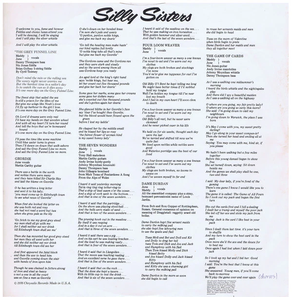 Maddy Prior & June Tabor - Silly Sisters (LP, Album, Los) (Good Plus (G+)) - Image 4
