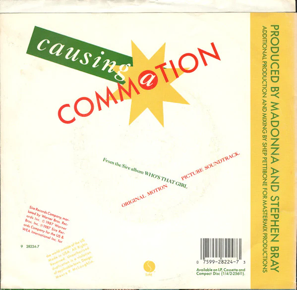 Madonna - Causing A Commotion (7", Single, SRC) (Very Good Plus (VG+)) - Image 2