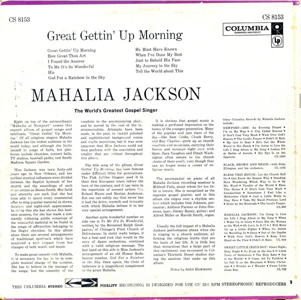 Mahalia Jackson - Great Gettin' Up Morning (LP, Album) (Very Good (VG)) - Image 2