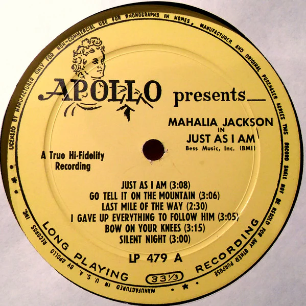 Mahalia Jackson - Just As I Am (LP, Comp, 1st) (Near Mint (NM or M-)) - Image 3