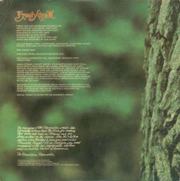 Mannheim Steamroller - Fresh Aire III (LP, Album, Die) (Very Good Plus (VG+)) - Image 4