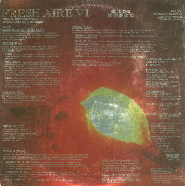 Mannheim Steamroller - Fresh Aire VI (LP, Album, Gat) (Very Good Plus (VG+)) - Image 2