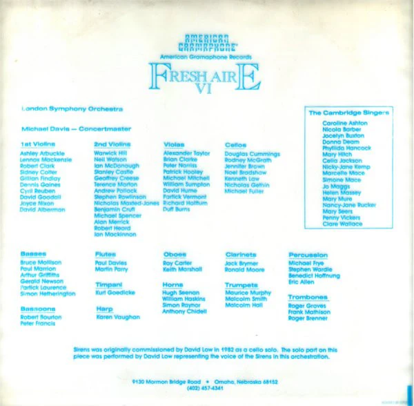 Mannheim Steamroller - Fresh Aire VI (LP, Album, Gat) (Very Good Plus (VG+)) - Image 5