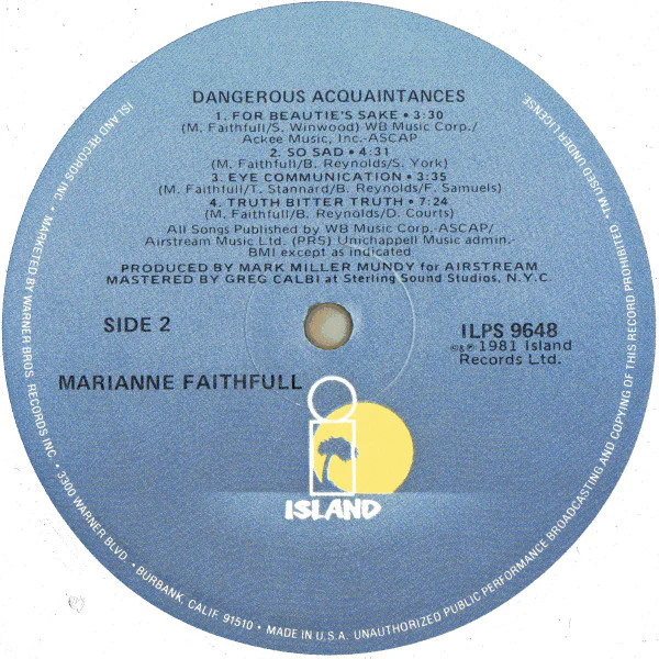 Marianne Faithfull - Dangerous Acquaintances (LP, Album, Jac) (Very Good (VG)) - Image 4