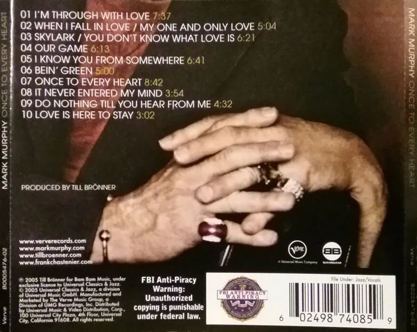 Mark Murphy - Once To Every Heart (CD, Album) (Very Good Plus (VG+)) - Image 2