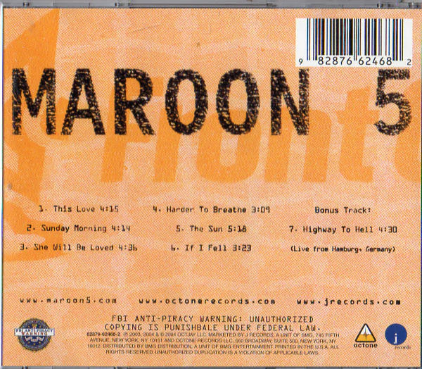 Maroon 5 - 1.22.03.Acoustic (CD, MiniAlbum) (Near Mint (NM or M-)) - Image 2