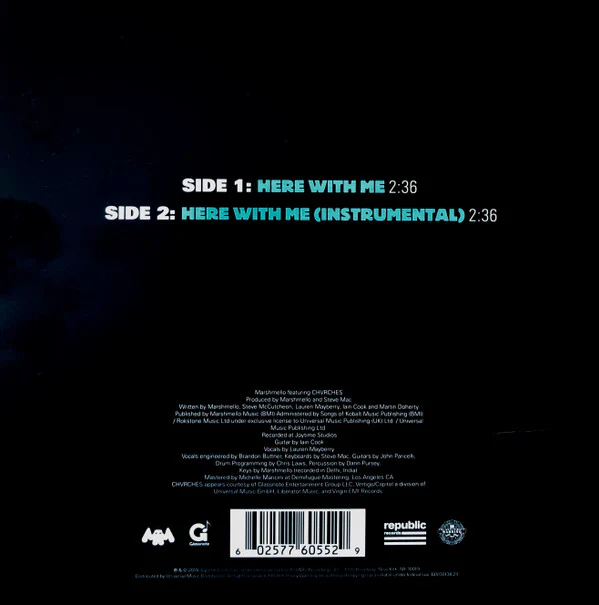 Marshmello Ft. Chvrches - Here With Me (7", Ltd, Cle) (Mint (M)) - Image 2