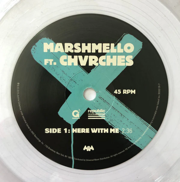 Marshmello Ft. Chvrches - Here With Me (7", Ltd, Cle) (Mint (M)) - Image 3