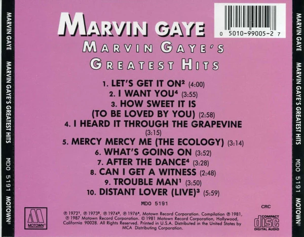 Marvin Gaye - Marvin Gaye's Greatest Hits (CD, Comp, Club) (Very Good Plus (VG+)) - Image 2