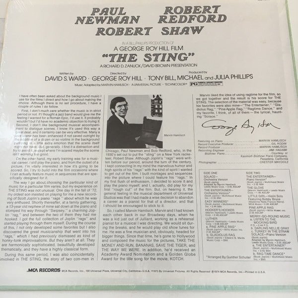 Marvin Hamlisch - The Sting (Original Motion Picture Soundtrack) (LP, RE) (Very Good Plus (VG+)) - Image 2