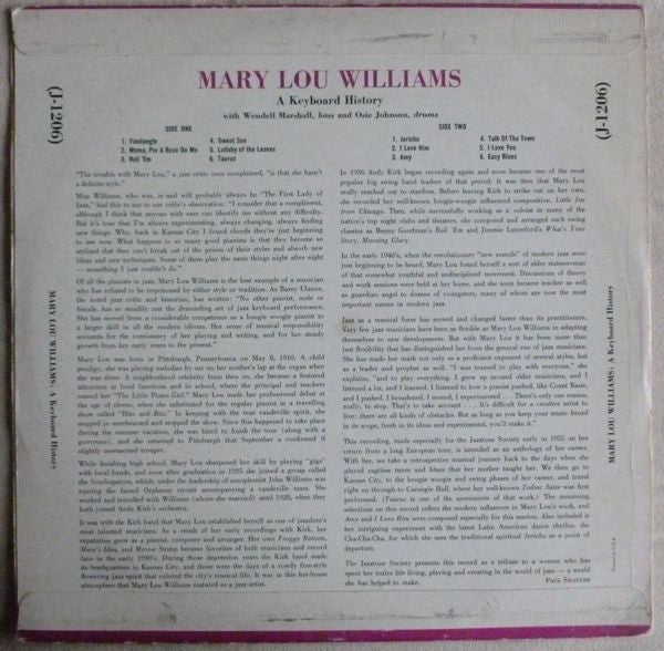 Mary Lou Williams - ... A Keyboard History (LP, Album, Mono) (Very Good Plus (VG+)) - Image 2