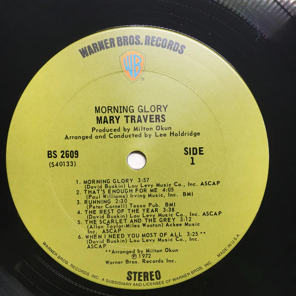 Mary Travers - Morning Glory (LP, Album, Ter) (Very Good Plus (VG+)) - Image 3