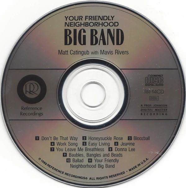 Matt Catingub* With Mavis Rivers - Your Friendly Neighborhood Big Band (CD) (Very Good Plus (VG+)) - Image 4