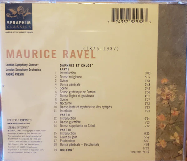 Maurice Ravel - Daphnis Et Chloe / Bolero (CD) (Very Good Plus (VG+)) - Image 2