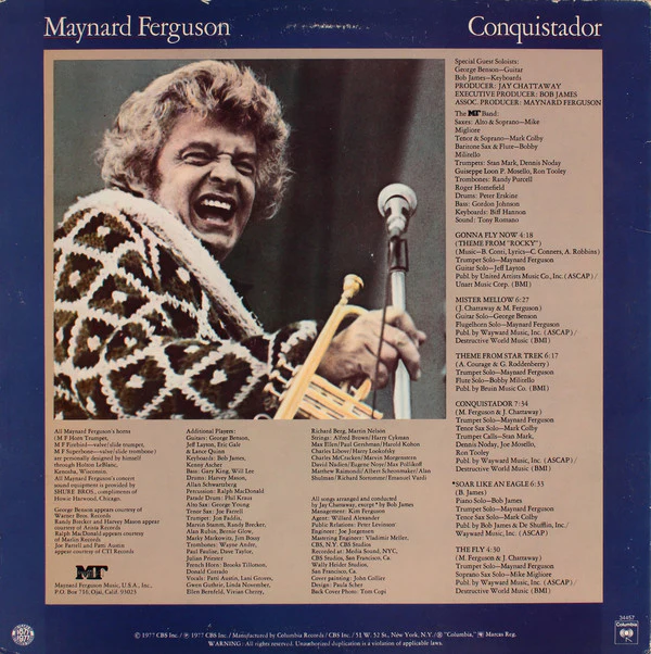 Maynard Ferguson - Conquistador (LP, Album, M/Print, Pit) (Very Good (VG)) - Image 2