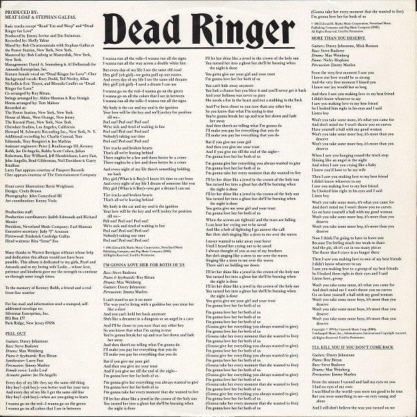 Meat Loaf - Dead Ringer (LP, Album, Ter) (Very Good Plus (VG+)) - Image 5