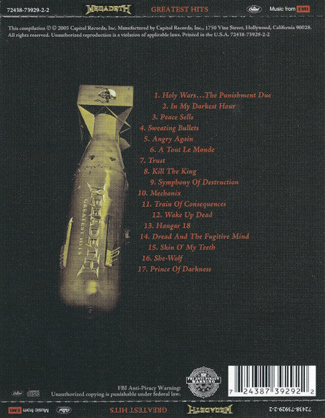 Megadeth - Greatest Hits: Back To The Start (CD, Comp, RE, RM) (Very Good Plus (VG+)) - Image 2