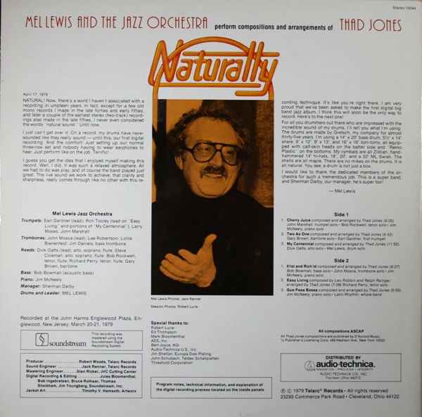 Mel Lewis And The Jazz Orchestra - Naturally (LP, Album, Gat) (Very Good Plus (VG+)) - Image 4