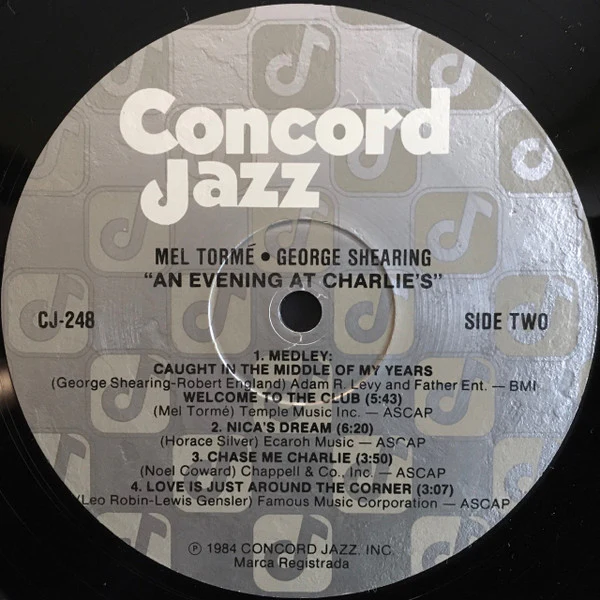 Mel Tormé • George Shearing - An Evening At Charlie's (LP, Album) (Near Mint (NM or M-)) - Image 4