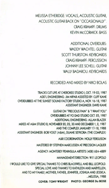 Melissa Etheridge - Melissa Etheridge (Cass, Album, Club, CRC) (Very Good Plus (VG+)) - Image 4
