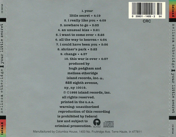 Melissa Etheridge - Your Little Secret (CD, Album, Club) (Near Mint (NM or M-)) - Image 2