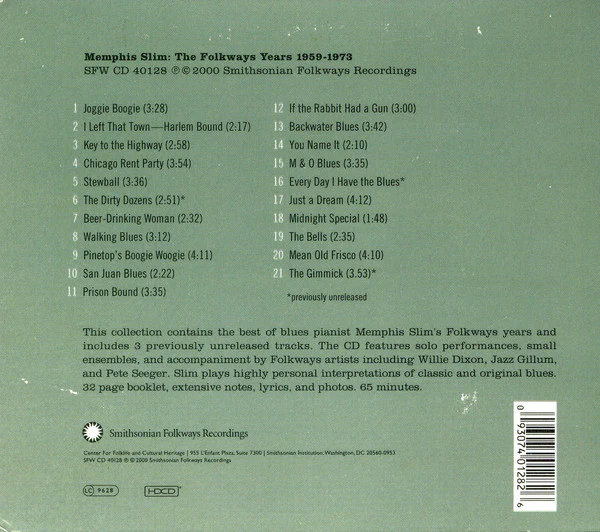 Memphis Slim - The Folkways Years 1959-1973 (HDCD, Comp) (Near Mint (NM or M-)) - Image 2