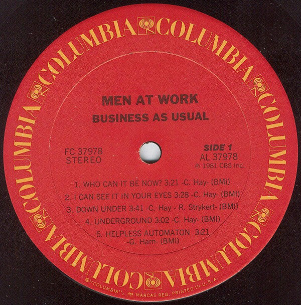 Men At Work - Business As Usual (LP, Album, Pit) (Near Mint (NM or M-)) - Image 3