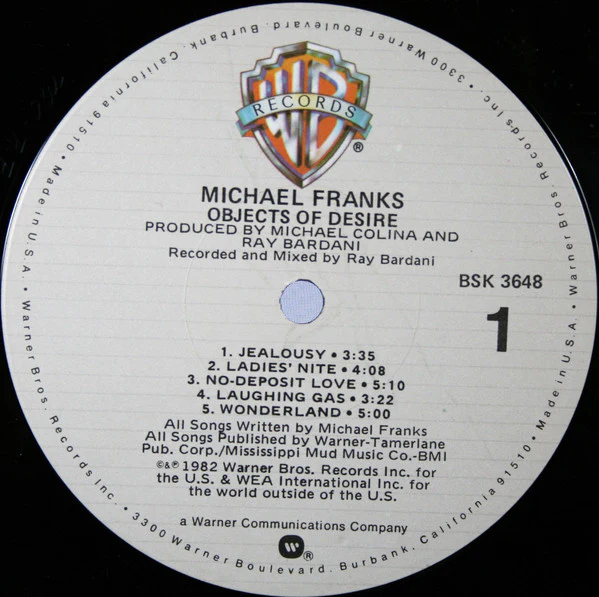 Michael Franks - Objects Of Desire (LP, Album, Win) (Near Mint (NM or M-)) - Image 3