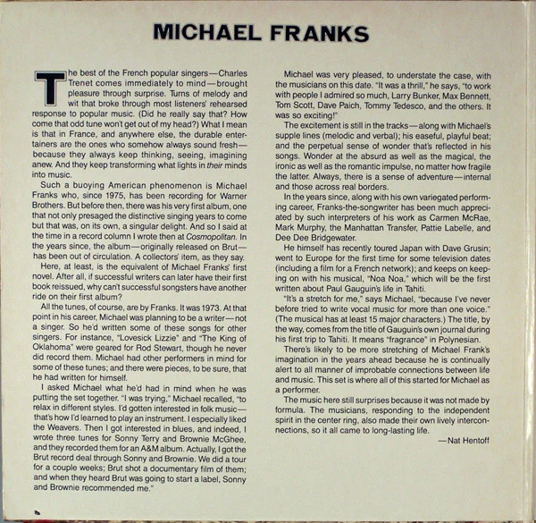 Michael Franks - Previously Unavailable (LP, Album, RE, Gat) (Very Good Plus (VG+)) - Image 2