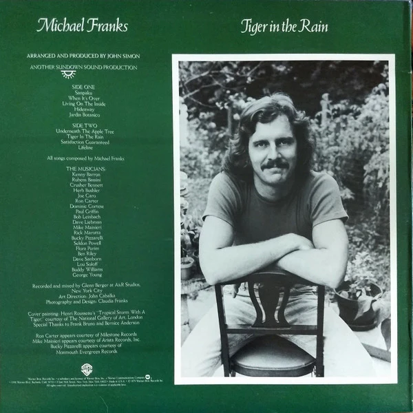 Michael Franks - Tiger In The Rain (LP, Album, RP, Win) (Near Mint (NM or M-)) - Image 2