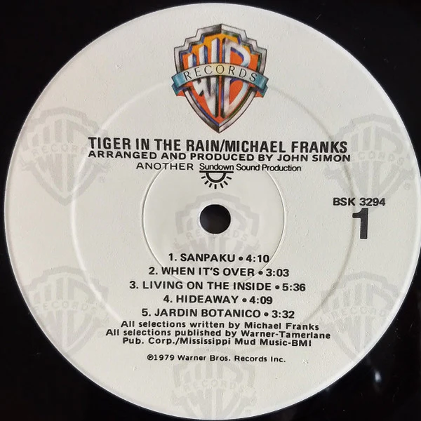 Michael Franks - Tiger In The Rain (LP, Album, RP, Win) (Near Mint (NM or M-)) - Image 3