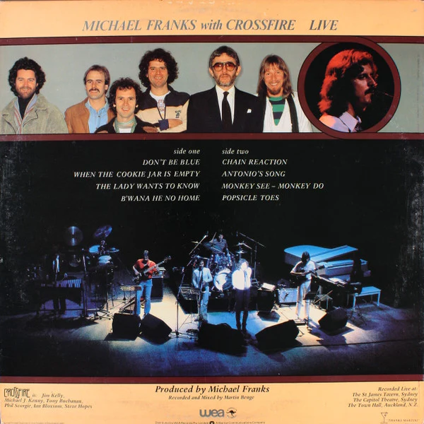 Michael Franks With Crossfire  - Live (LP, Album) (Near Mint (NM or M-)) - Image 2