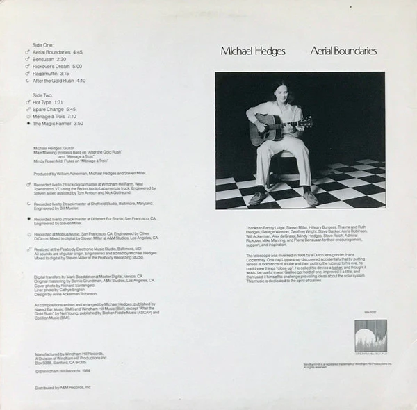 Michael Hedges - Aerial Boundaries (LP, Album, EMW) (Near Mint (NM or M-)) - Image 2