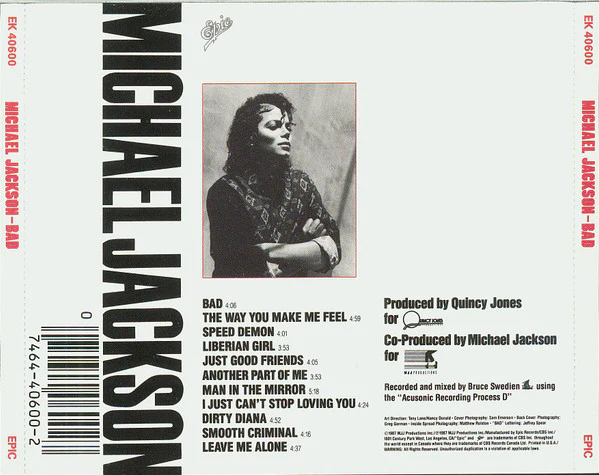 Michael Jackson - Bad (CD, Album, JVC) (Very Good Plus (VG+)) - Image 2