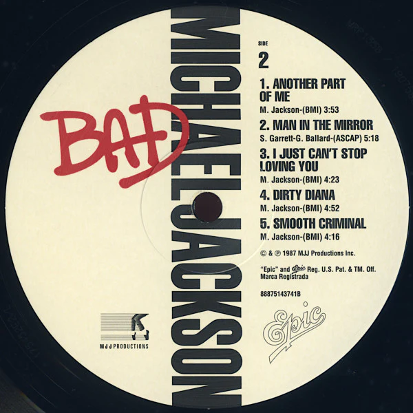 Michael Jackson - Bad (LP, Album, RE, Gat) (Near Mint (NM or M-)) - Image 5