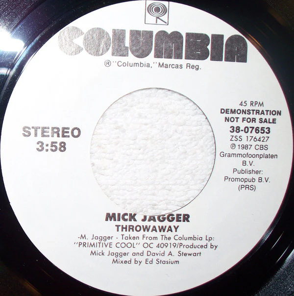 Mick Jagger - Throwaway (7", Promo) (Very Good (VG)) - Image 2